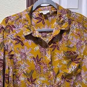 beachlunchlounge Mustard Yellow Giraffe & Leaf Print Shirt